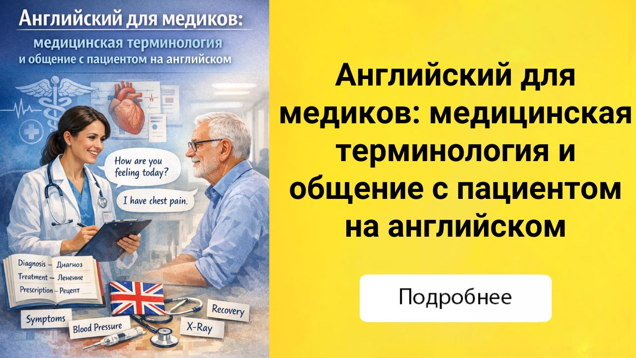 Английский для медиков: медицинская терминология и общение с пациентом на английском