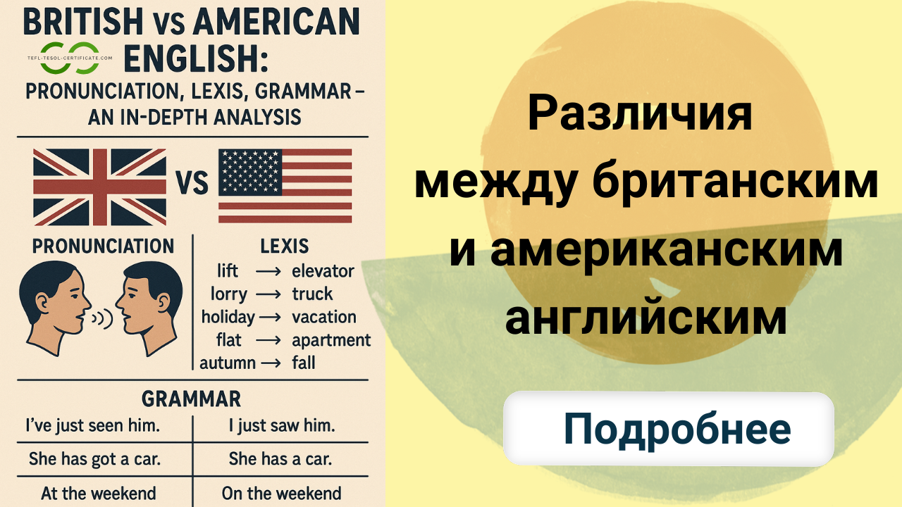 Британский и американский английский: различия в произношении, лексике и грамматике — углублённый разбор для преподавателей